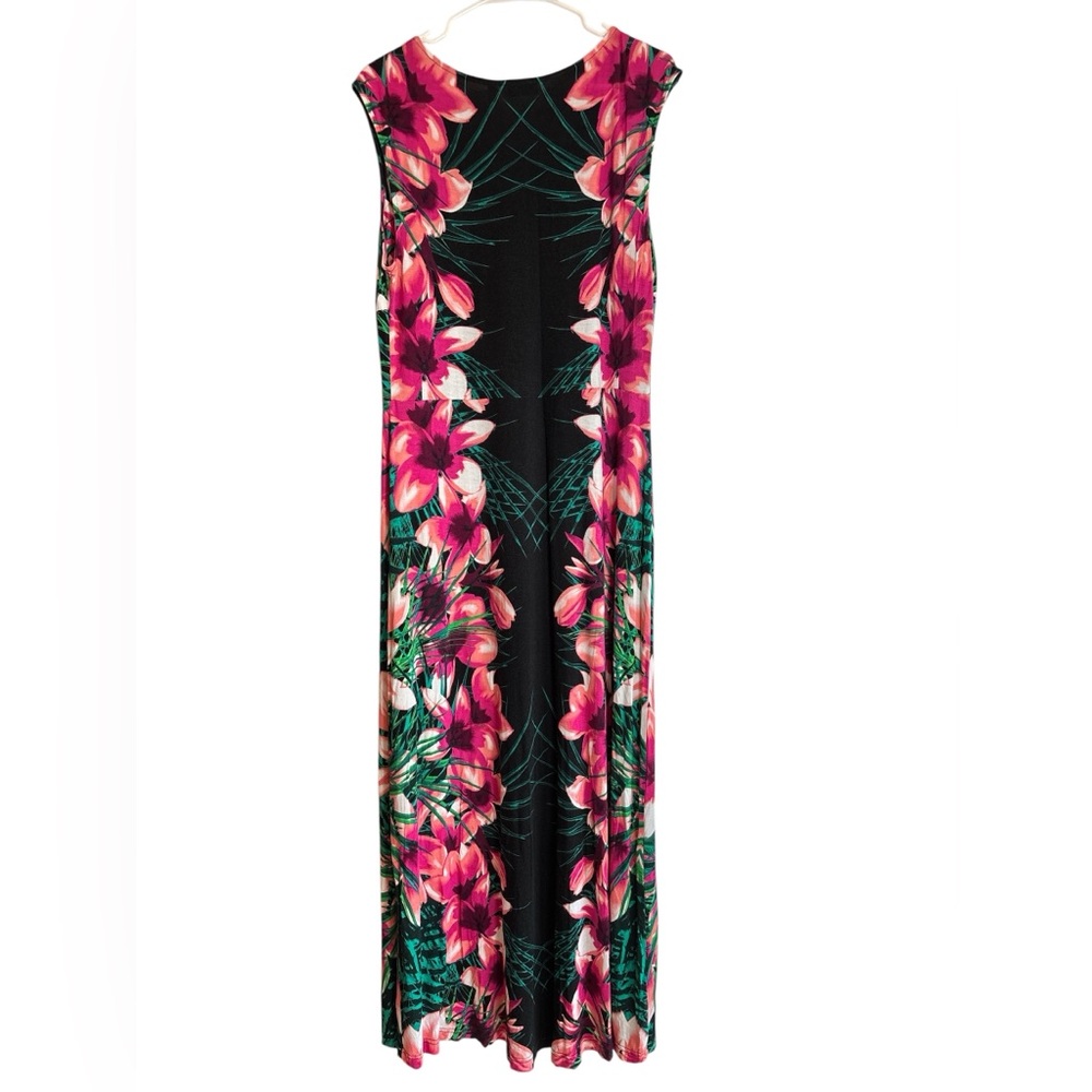 Apt. 9 Woman 1X Tropical Floral Sleeveless Pink and Black Maxi Dress - Picture 3 of 7